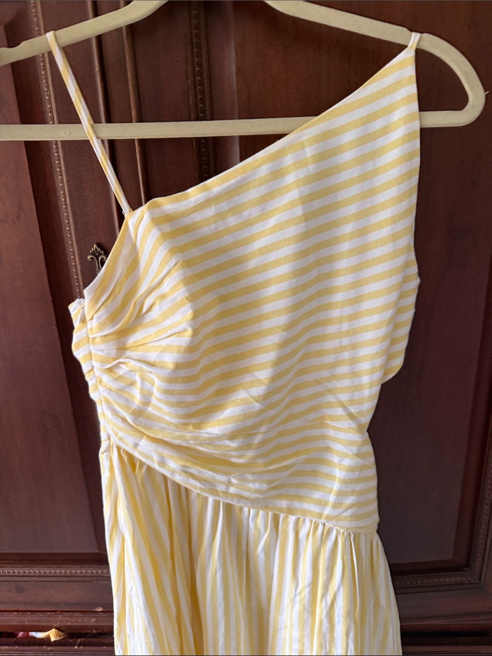 NWT Commense Yellow Stripe One-Shoulder One-Piece cut out